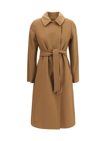 Max Mara Studio Bcollag Coat in virgin wool - Castagna