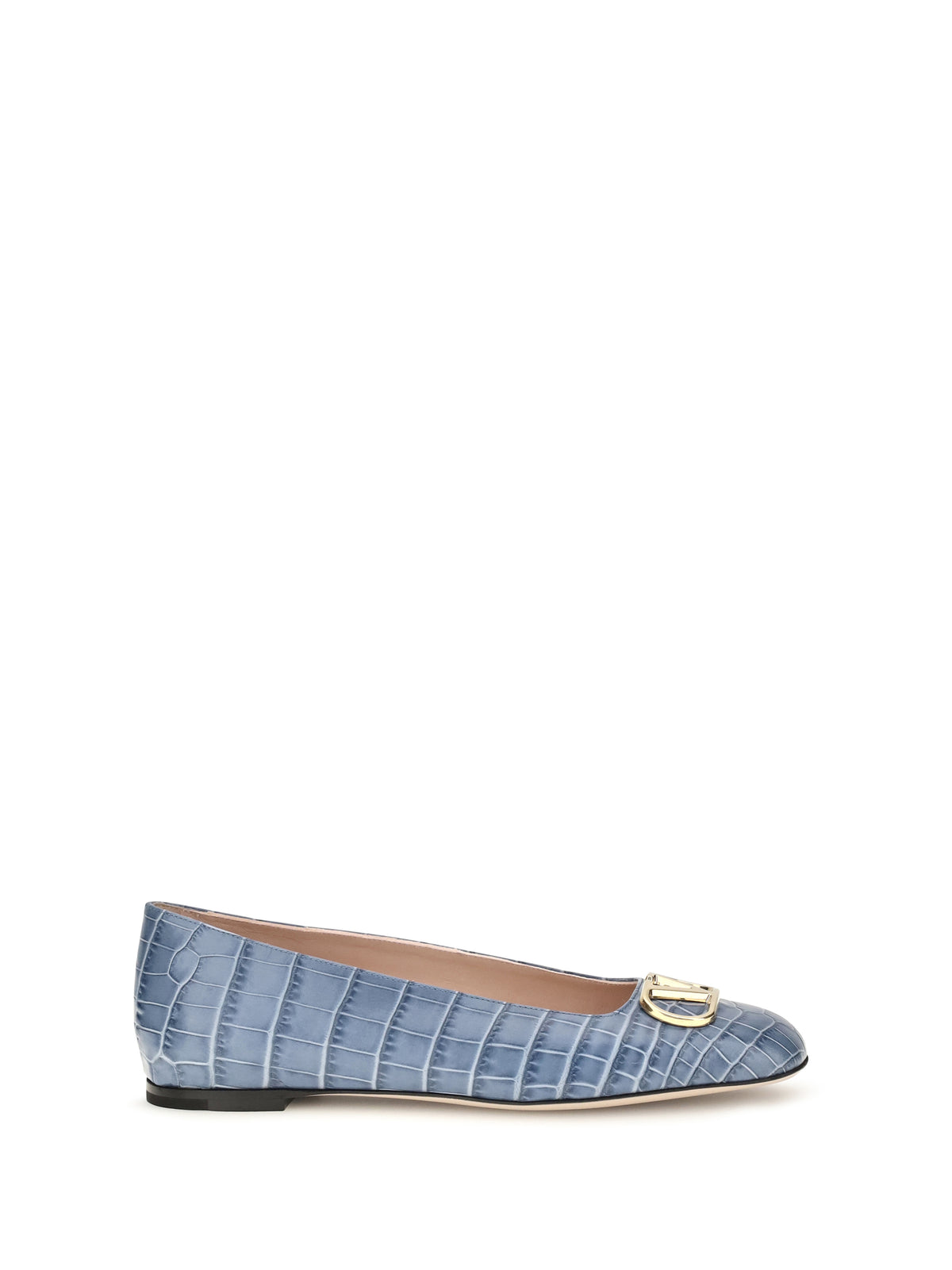 Valentino Garavani VLogo Signature croc-effect Ballerinas - Blue Nebula