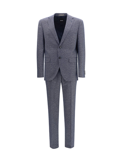 Hugo Boss Black Striped viscose and cotton blend Suit - Dark Blue