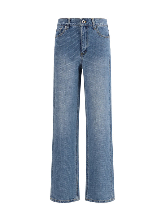 SELF-PORTRAIT Straight-leg Jeans with all-over rhinestones