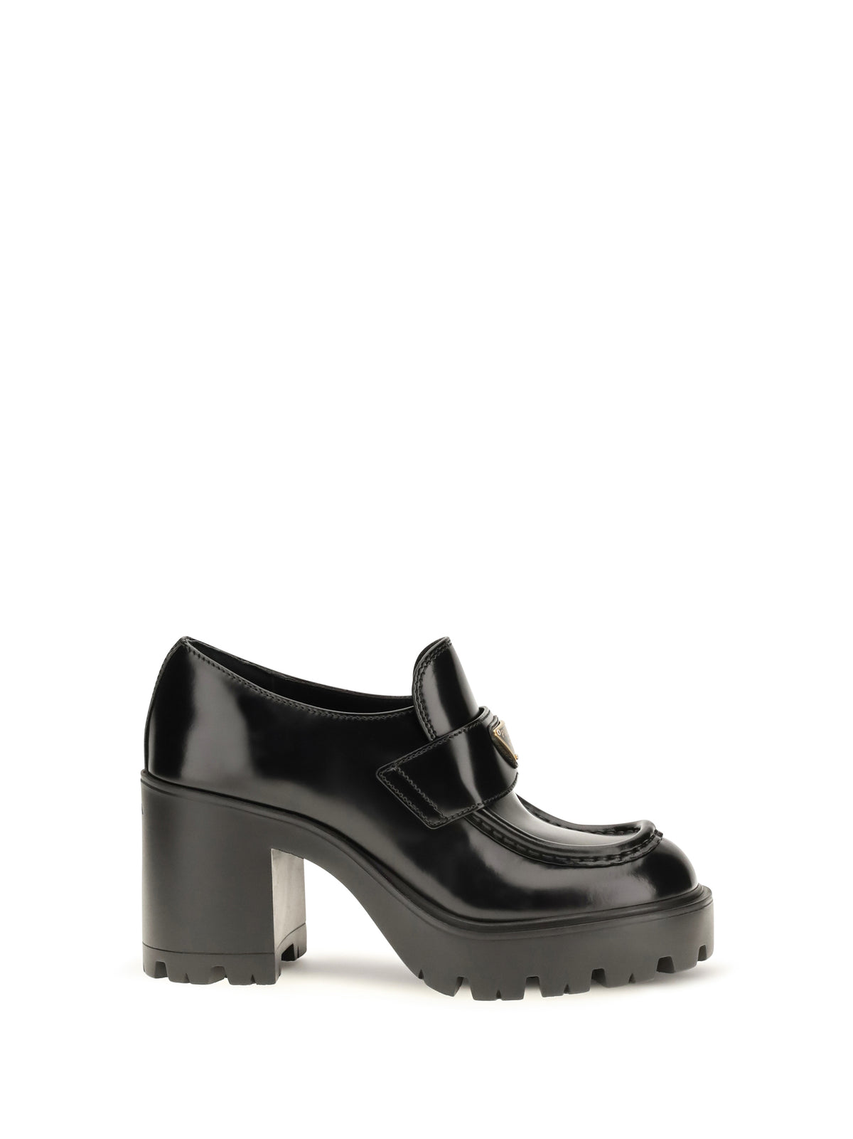 Prada Leather heeled Loafers - Black