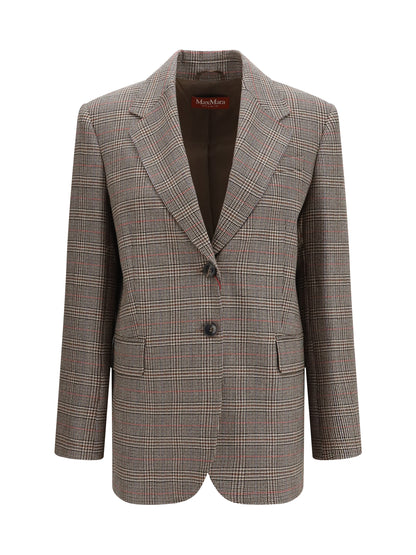 Max Mara Studio Checked pattern wool Blazer - Black/Natural