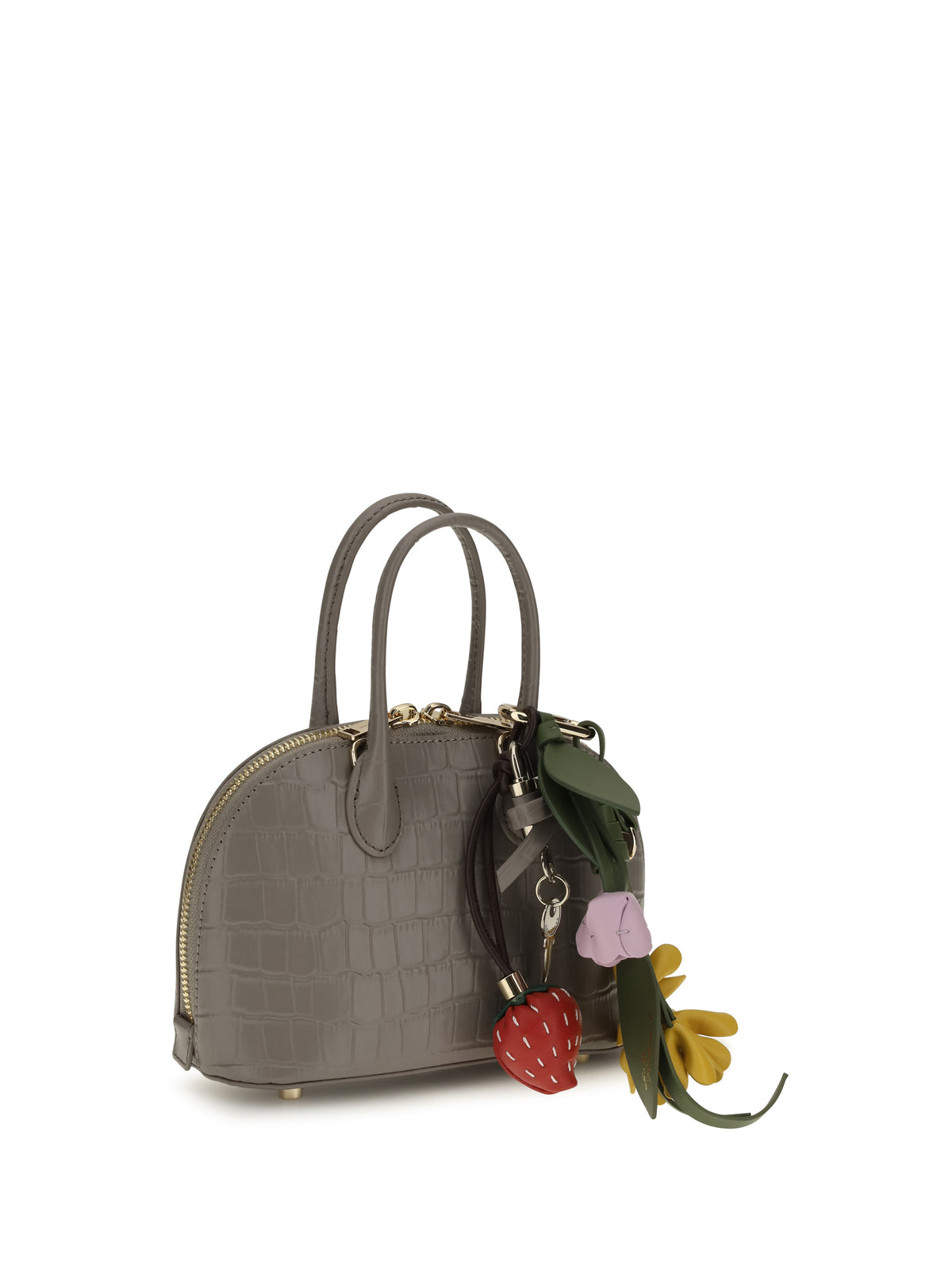 Self-Portrait Toast crocodile-effect leather Handbag - Grey