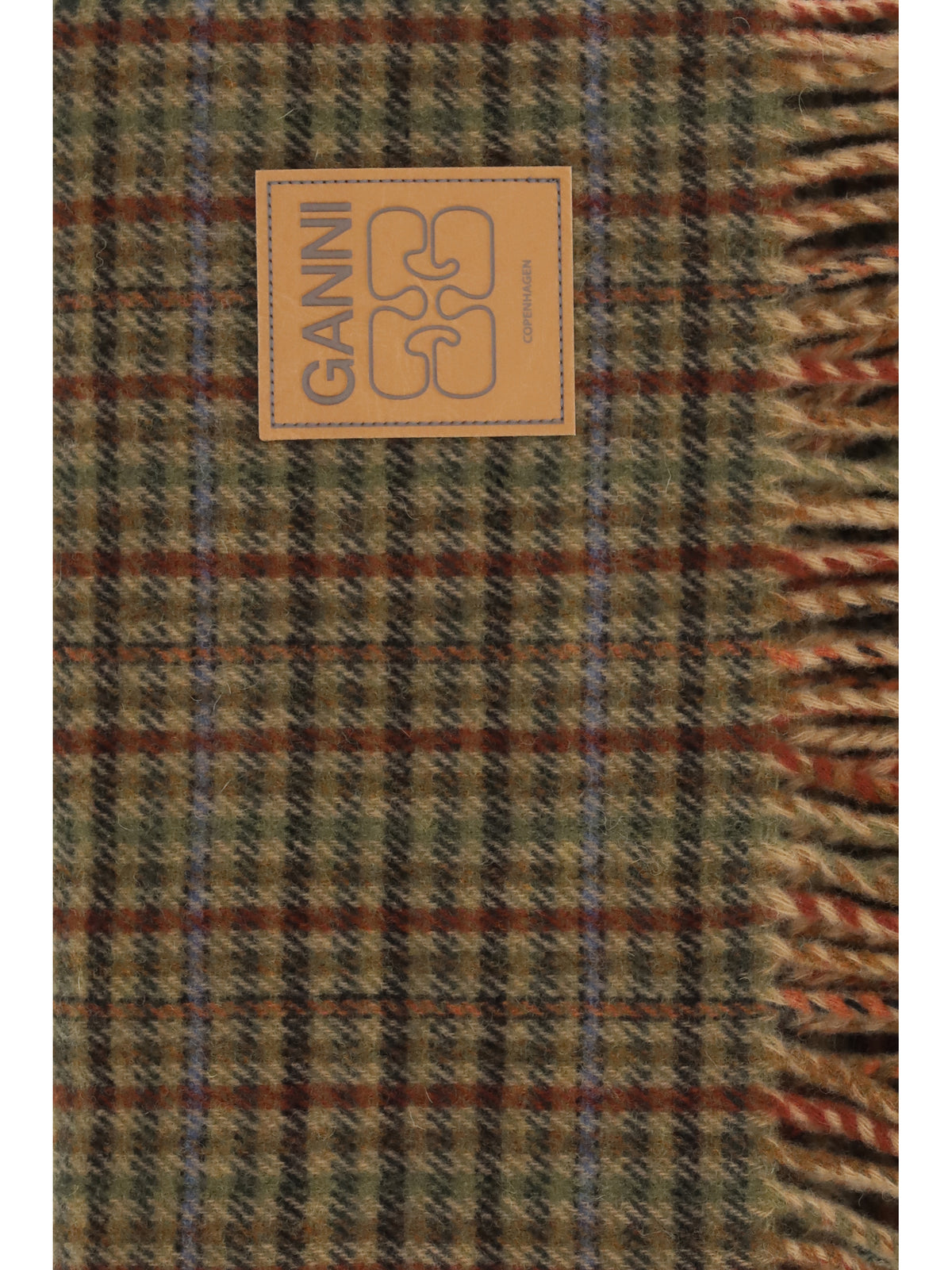 Ganni Small check wool Scarf - Multicolour