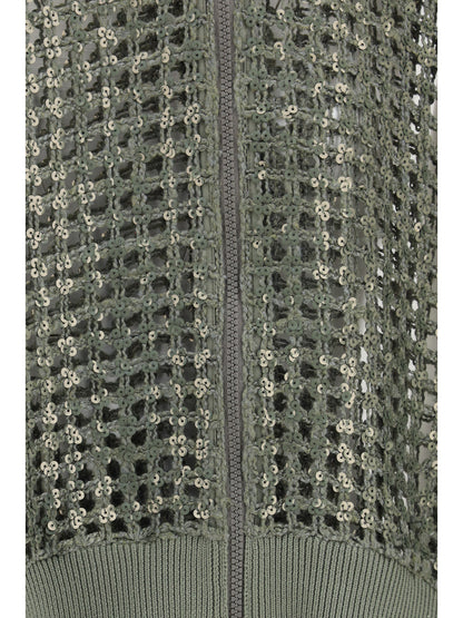 BRUNELLO CUCINELLI Solk and linen Dazzling Net Embroidery Cardigan