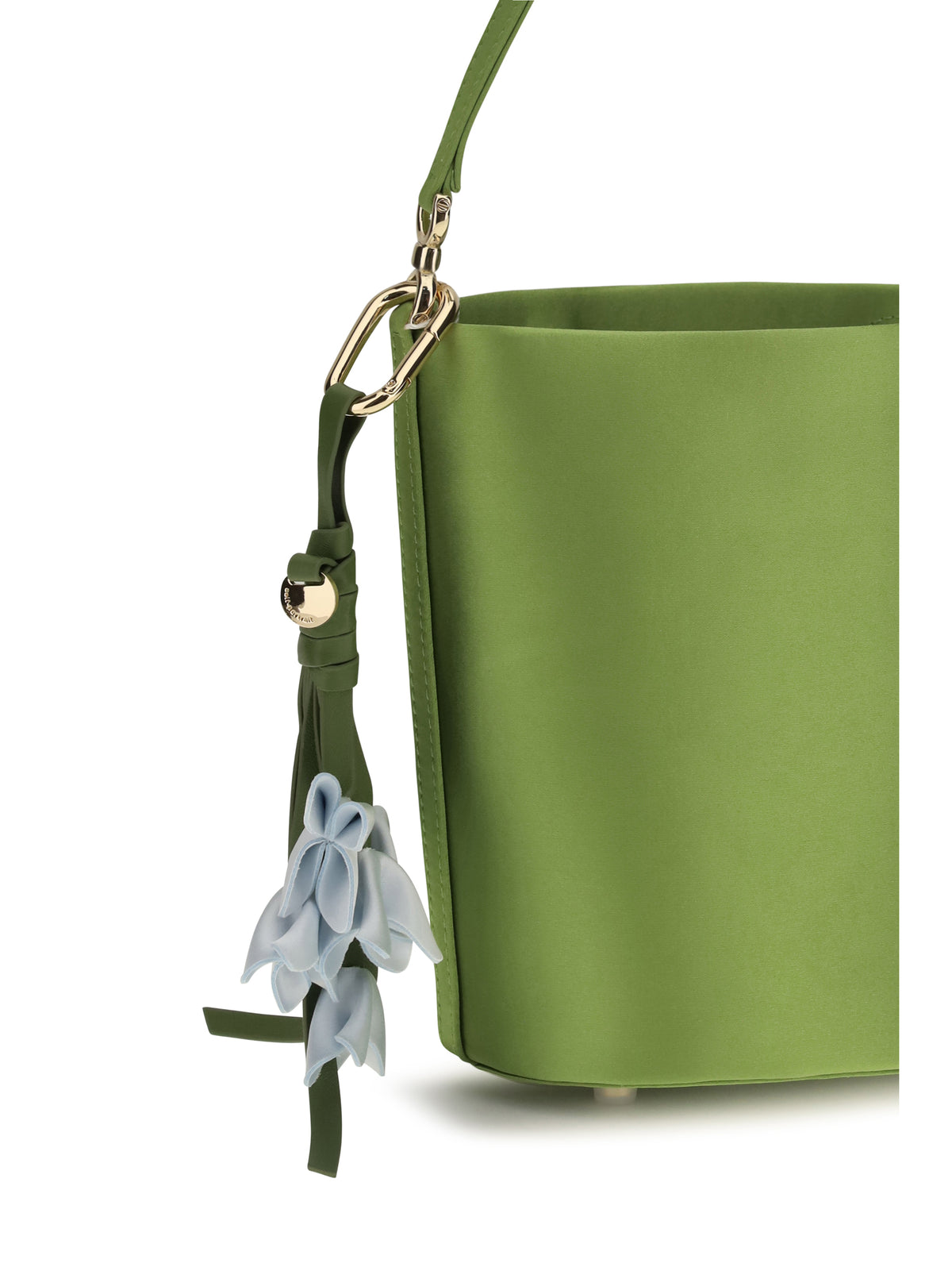 Self-Portrait Satin Bucket Bag - Green