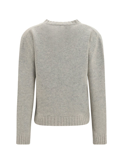 MM6 Maison Margiela Knitted Sweater with logo lettering - Grey Melange-Black Print