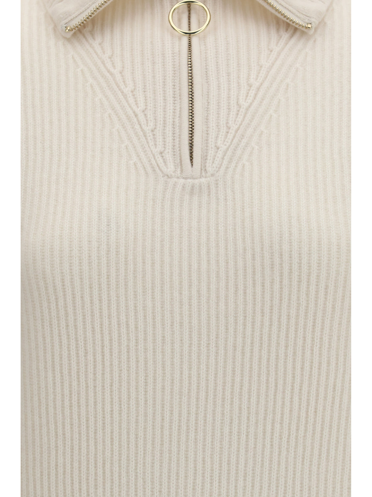 Forte_forte Wool and cashmere half zip Sweater - Pure