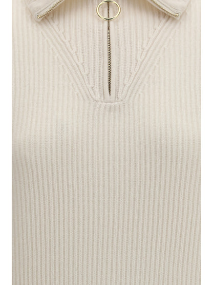Forte_forte Wool and cashmere half zip Sweater - Pure