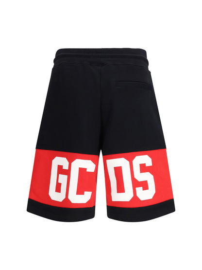 GCDS Band Logo Sweat Shorts - Black/Red