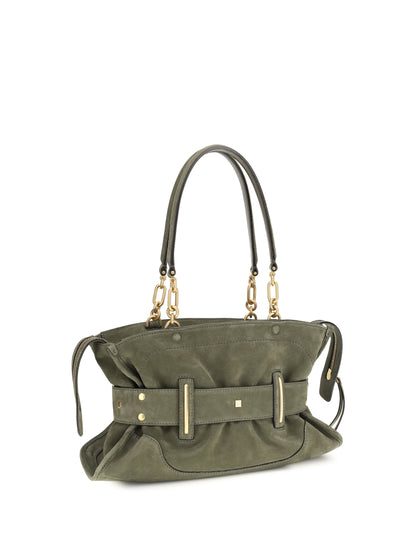 Balmain Anthem Bag in suede leather - 7as Dark Olive