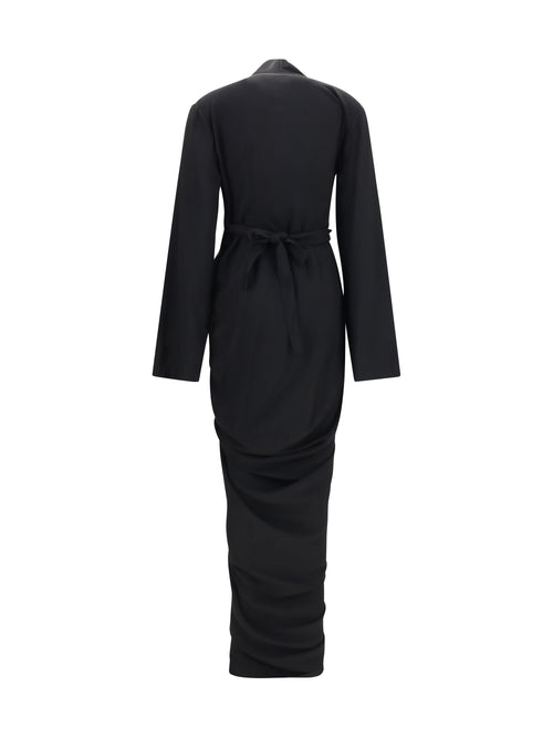 Rick Owens Wrap draped long Dress - Black