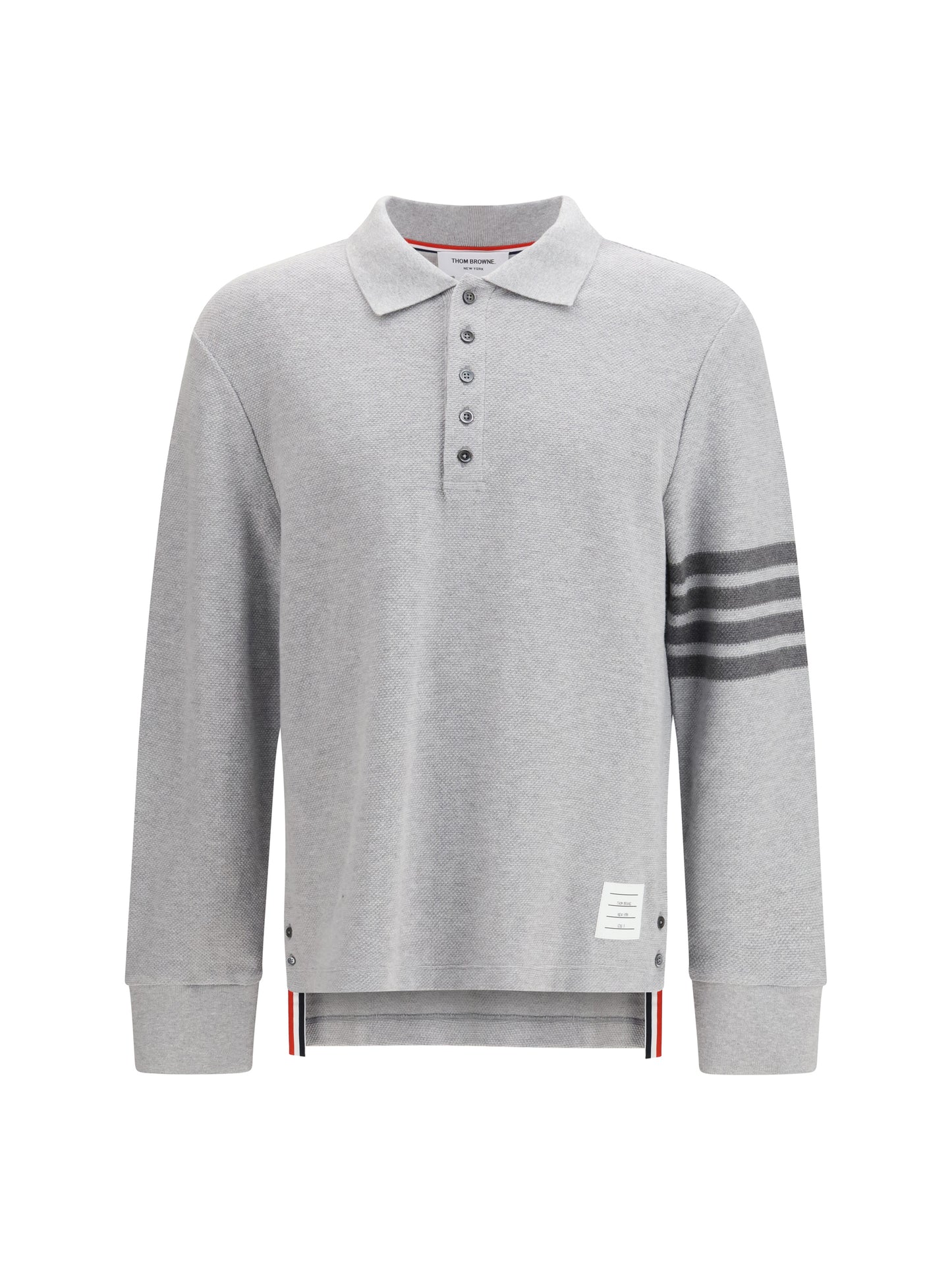 THOM BROWNE Piqué long-sleeve Polo