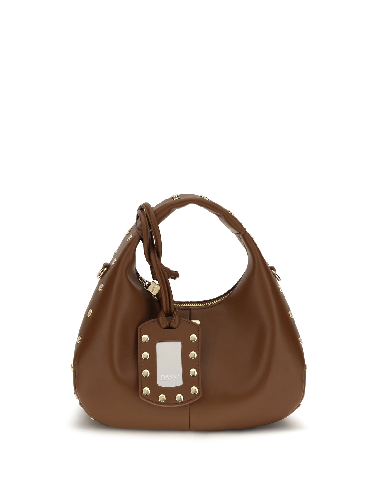 Ganni Mini studded Hobo Handbag - Sorrel Horse