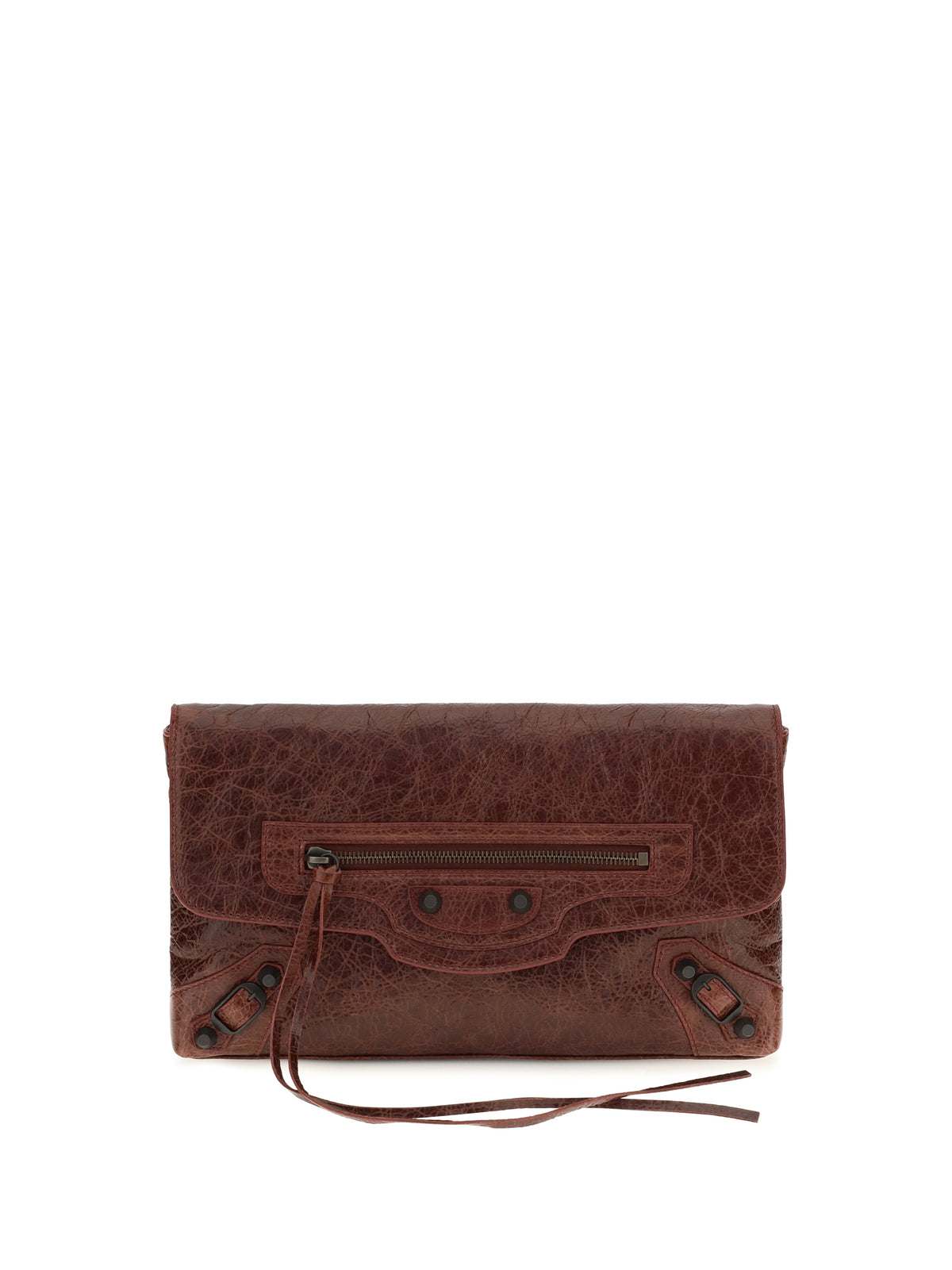 Balenciaga Le City Clutch in lambskin - Berry Red