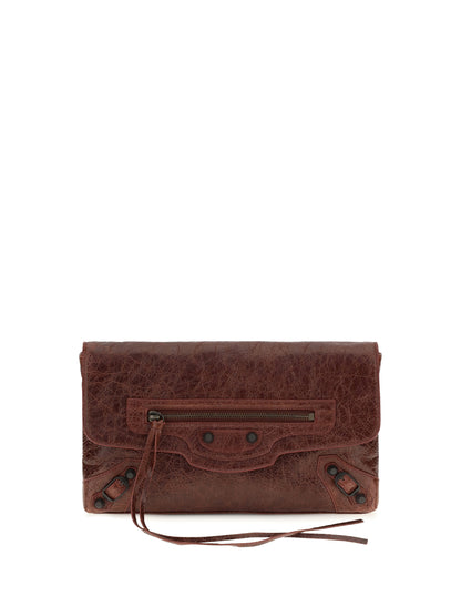 Balenciaga Le City Clutch in lambskin - Berry Red