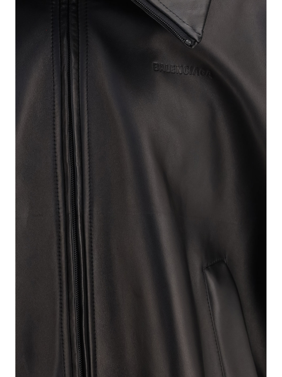 Balenciaga High-neck leather Jacket - Black