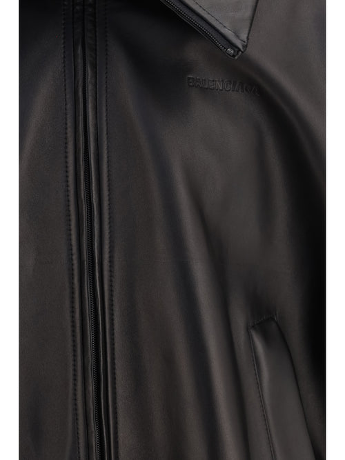 Balenciaga High-neck leather Jacket - Black