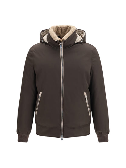 Brunello Cucinelli Nylon Down Jacket with removable hood - Testa Di Moro