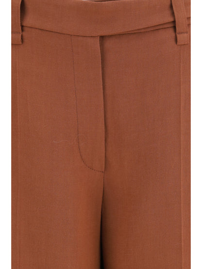 Brunello Cucinelli Cigarette Pants in fluid viscose and linen twill - Firebrick
