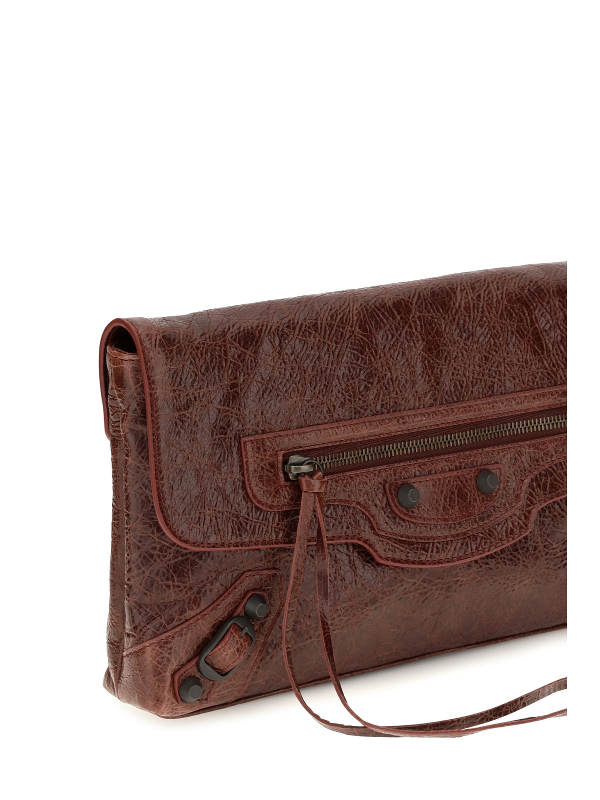 Balenciaga Le City Clutch in lambskin - Berry Red