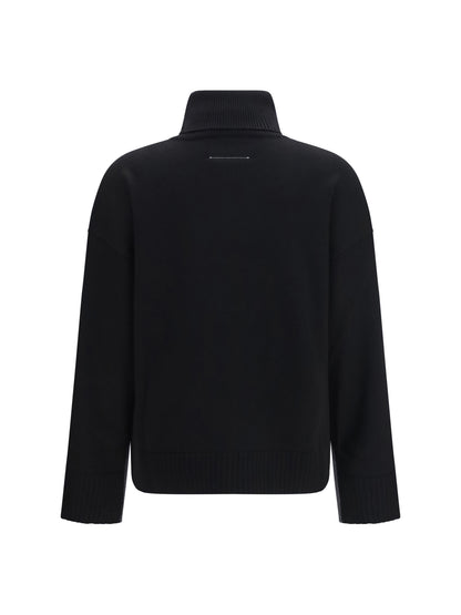 MM6 Maison Margiela Two-tone high-neck Sweater - Black-Dark Grey