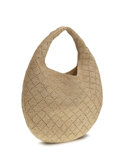 Saint Laurent Icare Hobo Bag in raffia - Pale Brown/Brick