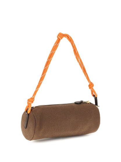Miu Miu Embroidered logo Shoulder Bag - Cacao+Arancio