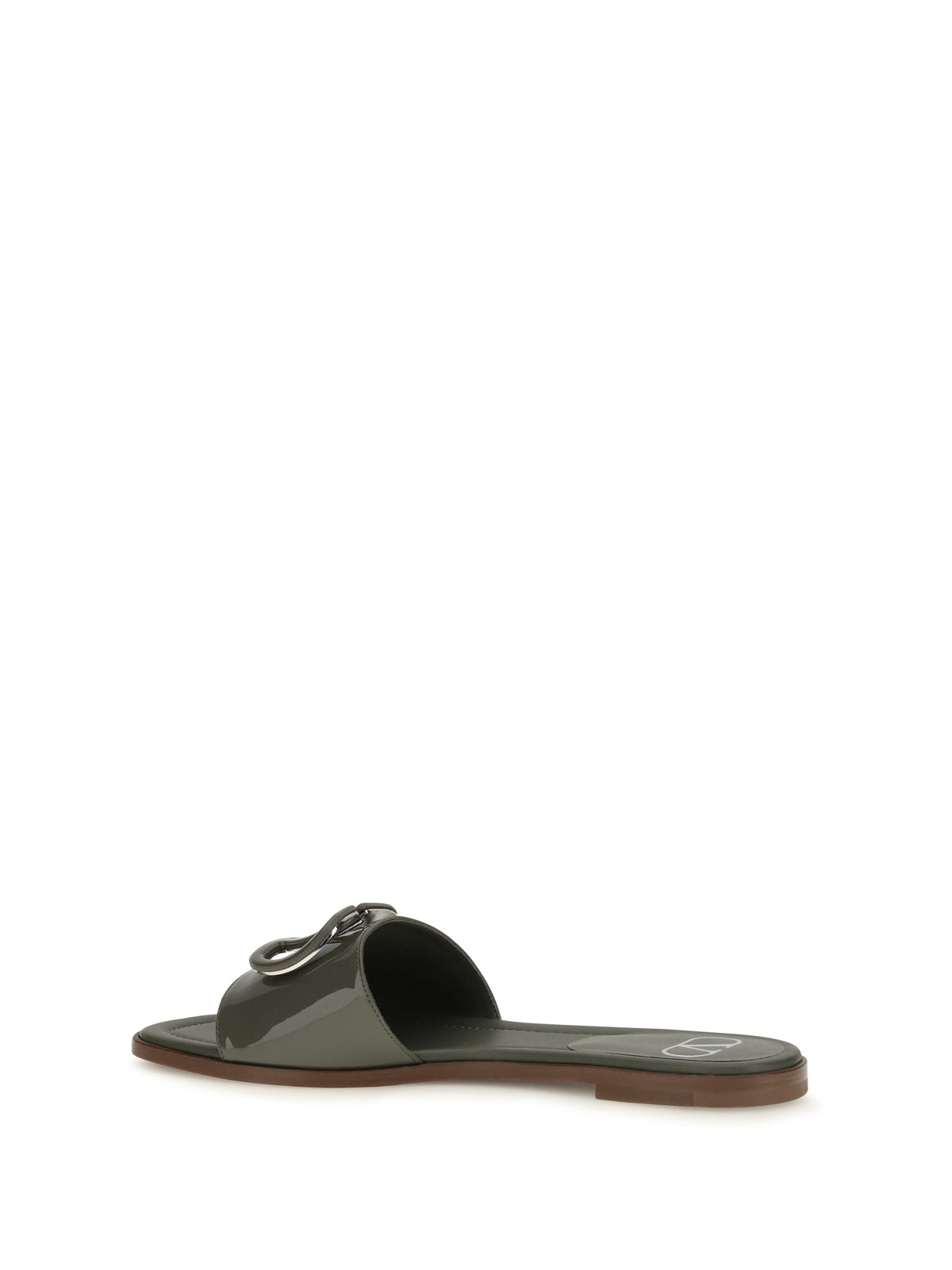 Valentino Garavani VLogo patent leather Slide Sandals - Oasis