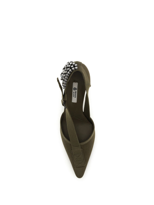 Prada Canvas Pumps with crystals - Military