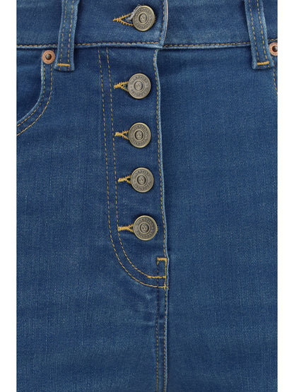 Valentino Fitted Jeans with lace details - Medium Blue Denim