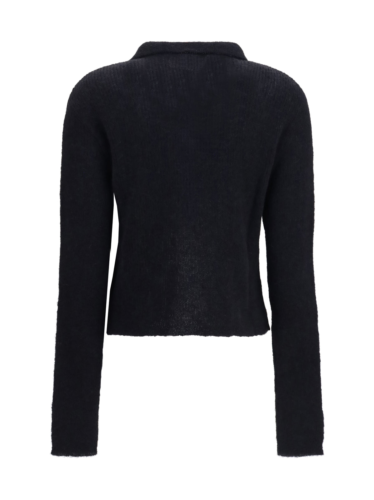 Our Legacy Mazzy Polo Sweater in alpaca blend - Black Fuzzy