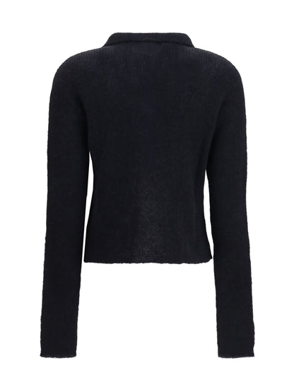 Our Legacy Mazzy Polo Sweater in alpaca blend - Black Fuzzy