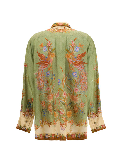 Zimmermann Indra Shirt - Khaki Scarf Floral