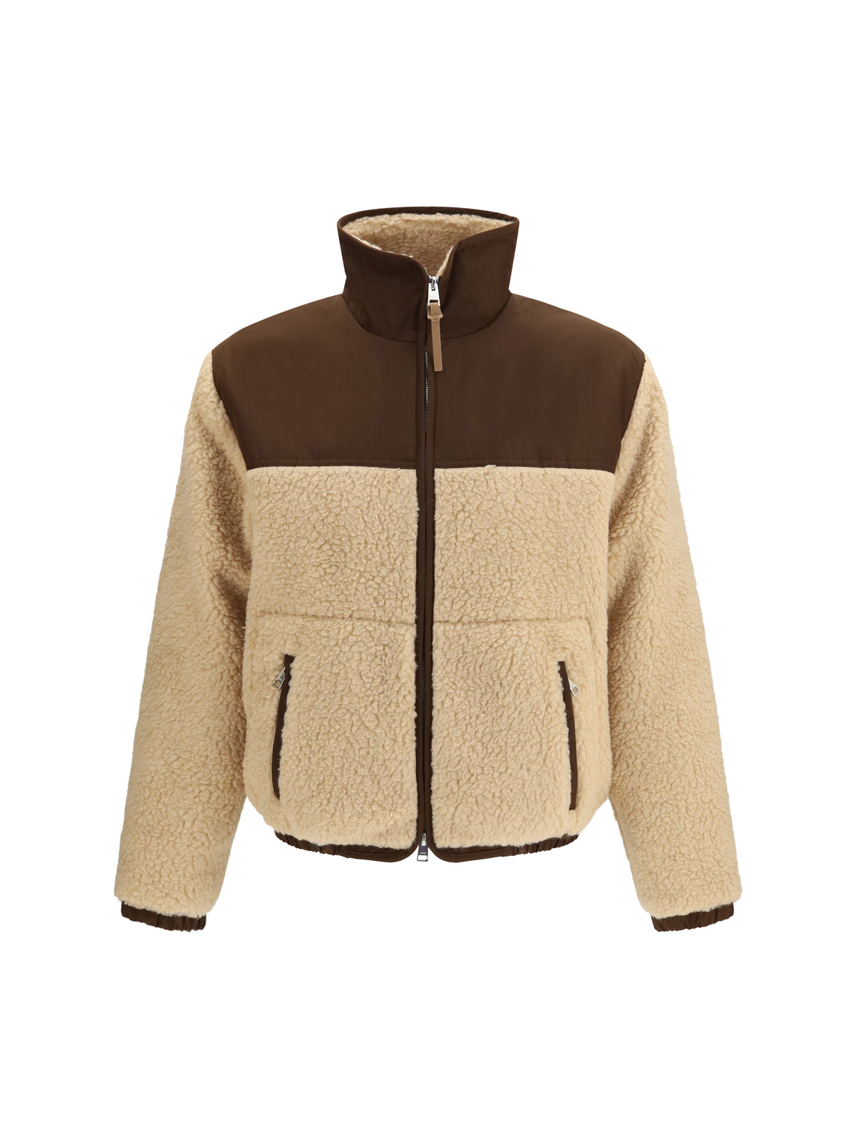 Ami Paris Fleece Jacket with nylon details - Beige Mastic