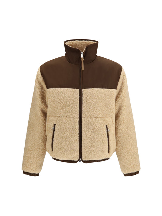 Ami Paris Fleece Jacket with nylon details - Beige Mastic