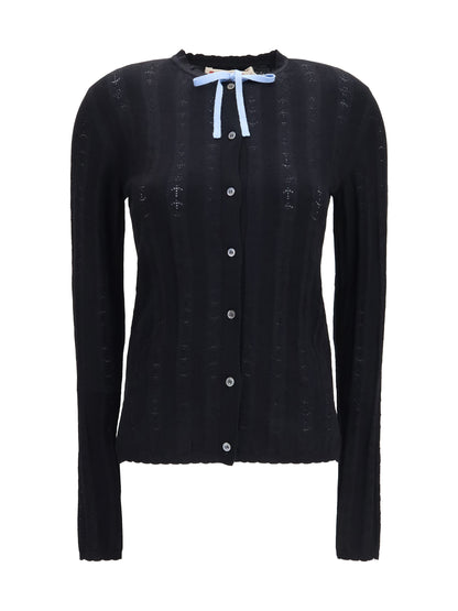Marni Wool and silk Cardigan with bow - Black