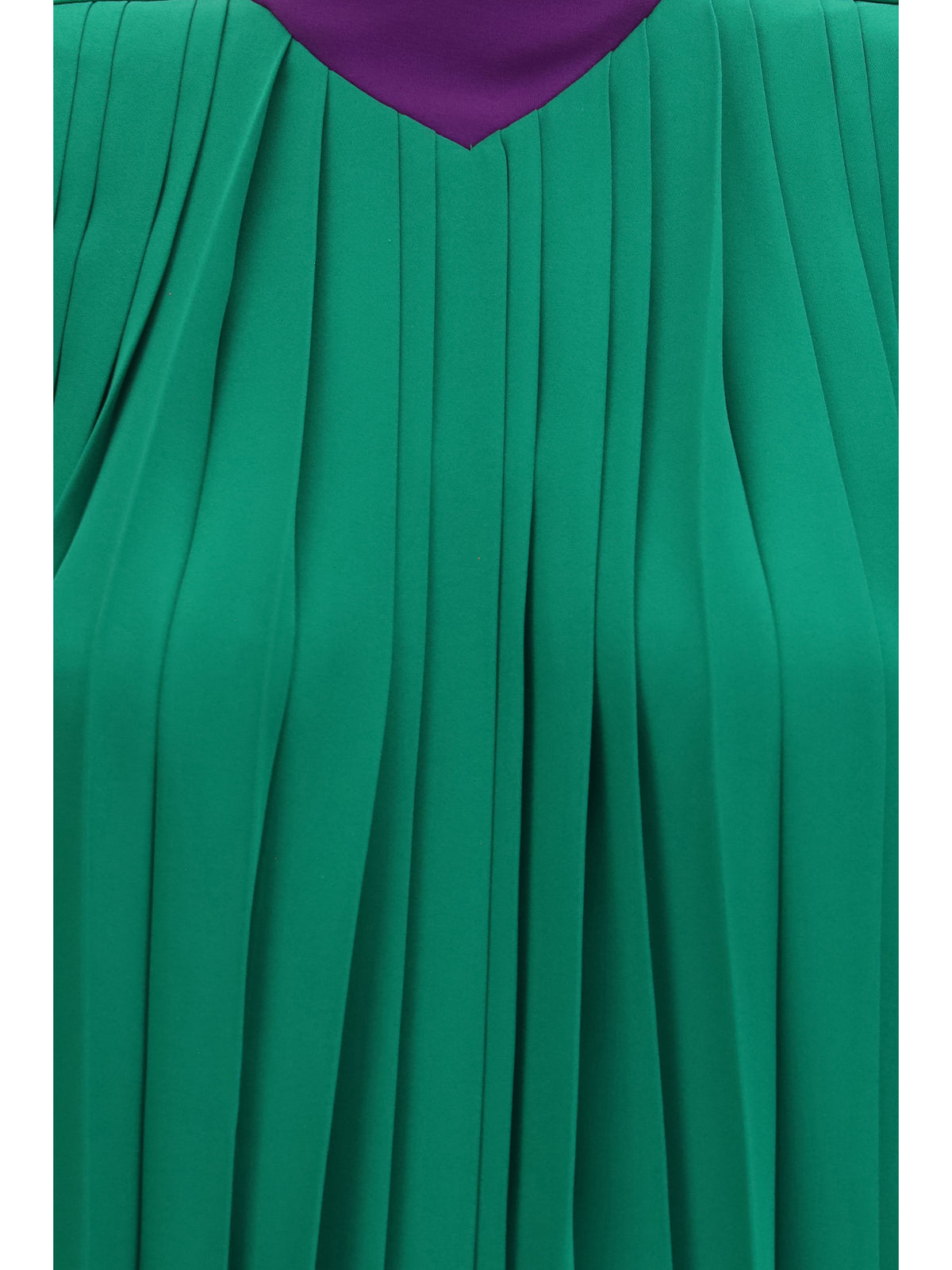Valentino Pleated Georgette Top - Antic Green/Purple Orchid