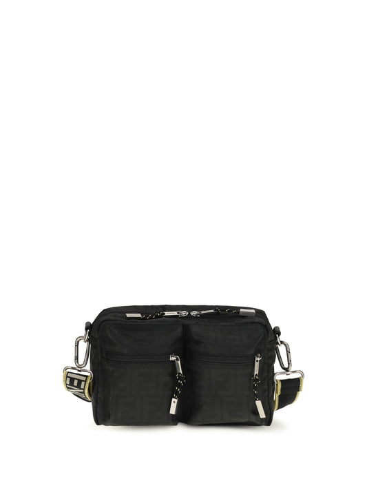Fendi FF monogram fabric Camera Case - Black