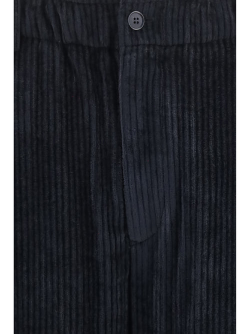 Giorgio Armani Wide-leg ribbed viscose velvet Pants - Anthracite