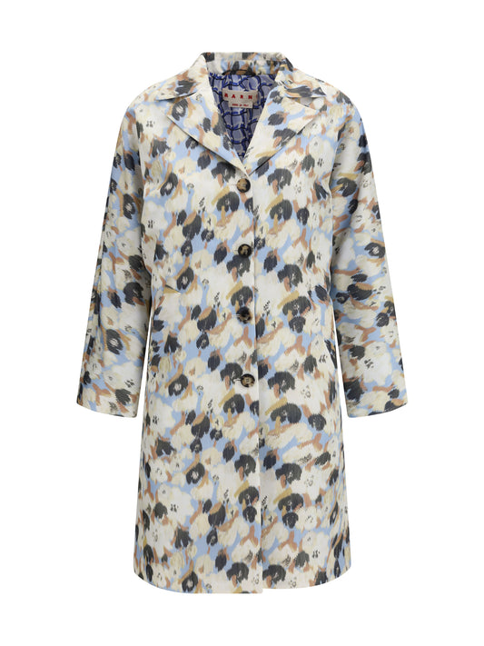 Marni Printed button parka Coat - Light Blue