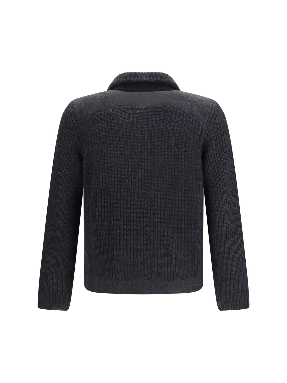 Brunello Cucinelli Marina Cardigan in English Rib Cashmere - Charcoal