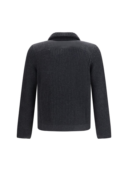 Brunello Cucinelli Marina Cardigan in English Rib Cashmere - Charcoal