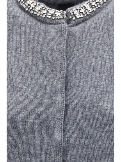 Pinko Colonia Cardigan with jewel collar - Grey-Monumento Gr.