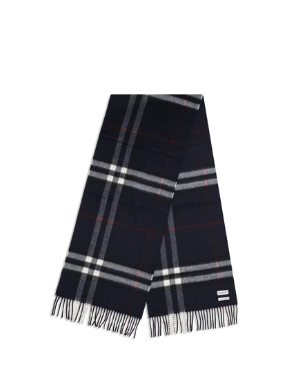 Burberry Cashmere Check Scarf - Ink Blue