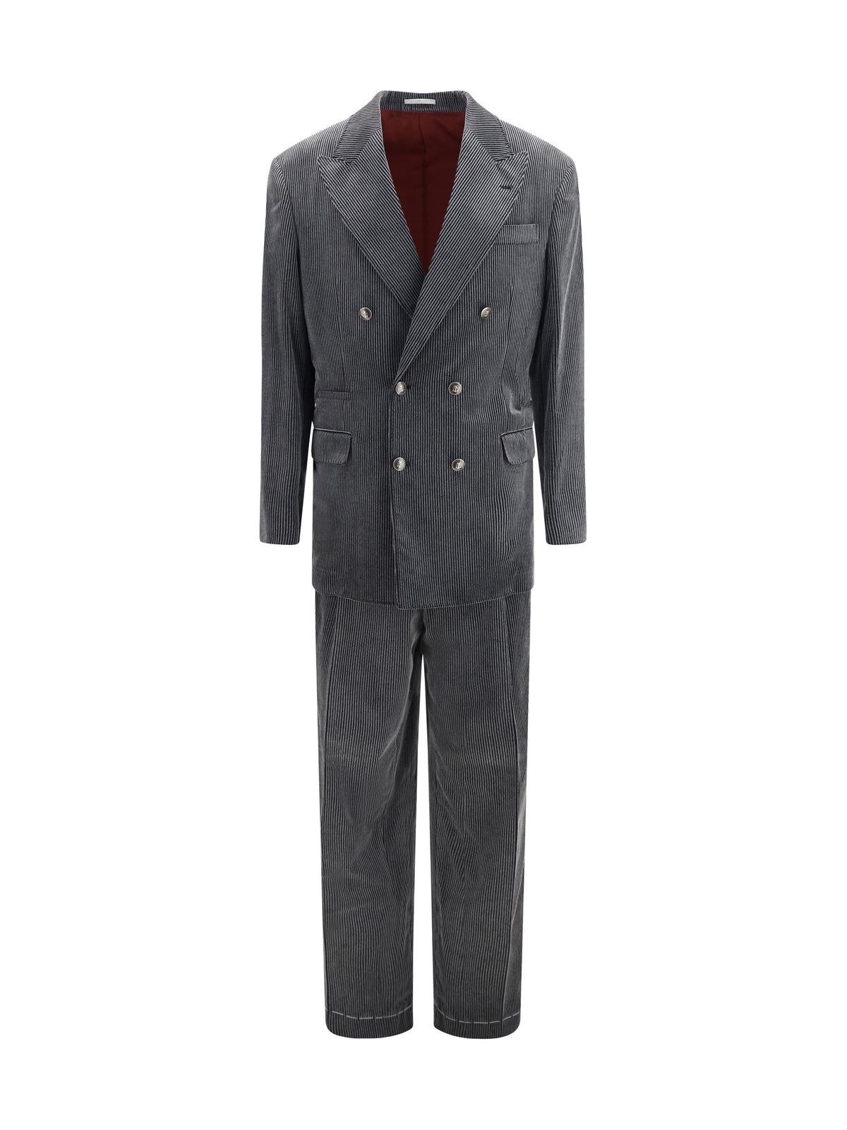 Brunello Cucinelli Ribbed double-breasted Suit - Grey