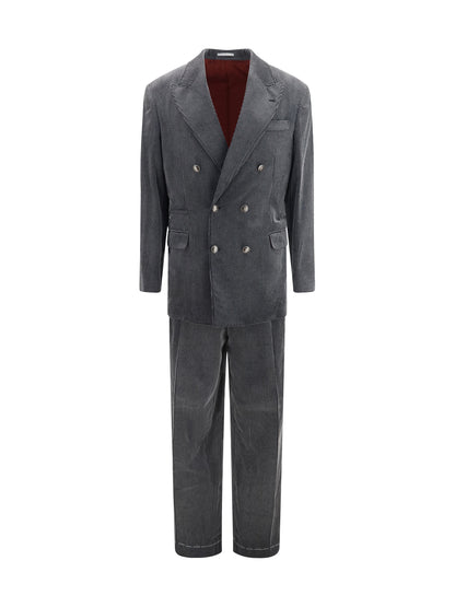 Brunello Cucinelli Ribbed double-breasted Suit - Grey