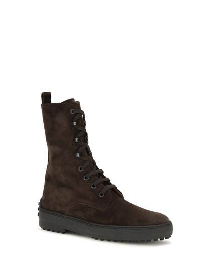 Tod'S Winter Gommino suede leather lace-up ankle Boots - Palissandro