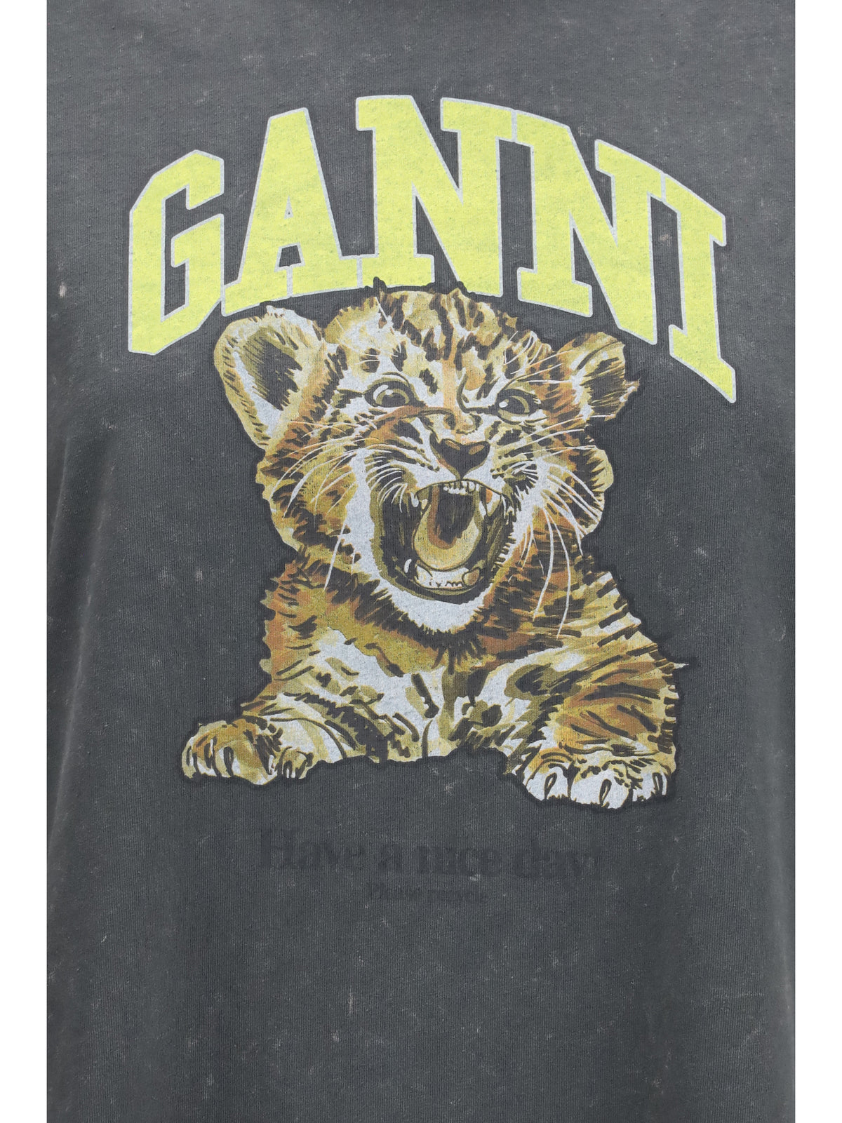 Ganni Long-sleeve tiger-print T-shirt - Phantom