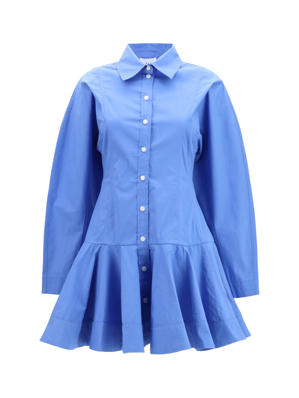 Ganni Cotton Shirt Dress with balloon skirt - Marina